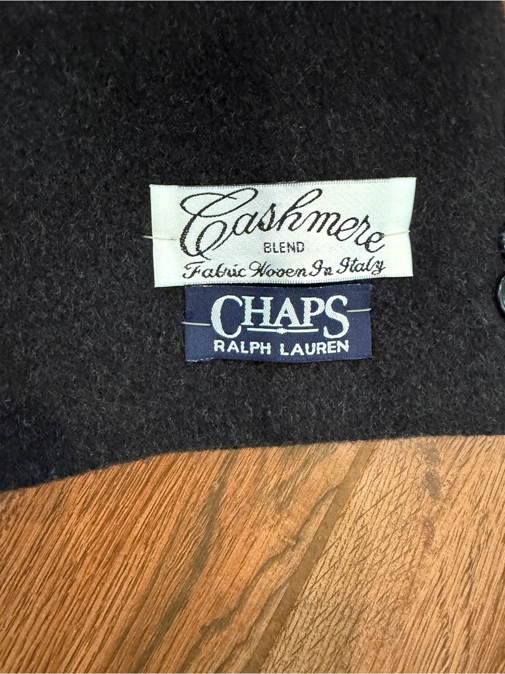 NWT Vintage Ralph Lauren CHAPS Men's Black Wool/cashmere Trench Coat / men’s 44R - Picture 3 of 7